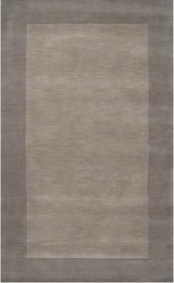 Carpet Gray 5 x 8 Wool Border Contemporary Hand Made Area Rug - Approx 5' x 8'