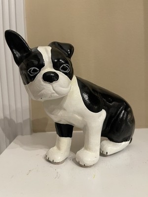 Cast Iron Floppy Earred Seated  Left Facing Boston Terrier 7in Door Stop