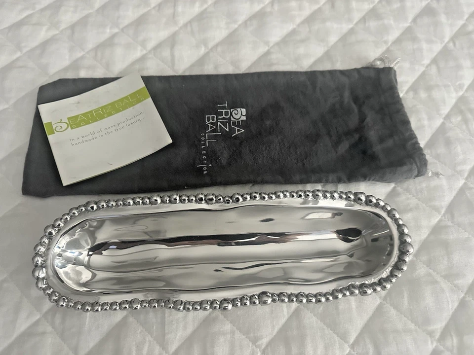 NEW Beatriz Ball - Organic Pearl Rectangular Footed Cracker Tray & Dust Cover - Image 2 of 4