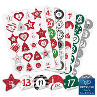 Adventskalender Aufkleber 6X24 Zahlen 4Cm Sterne Rund DIY Weihnachten Basteln