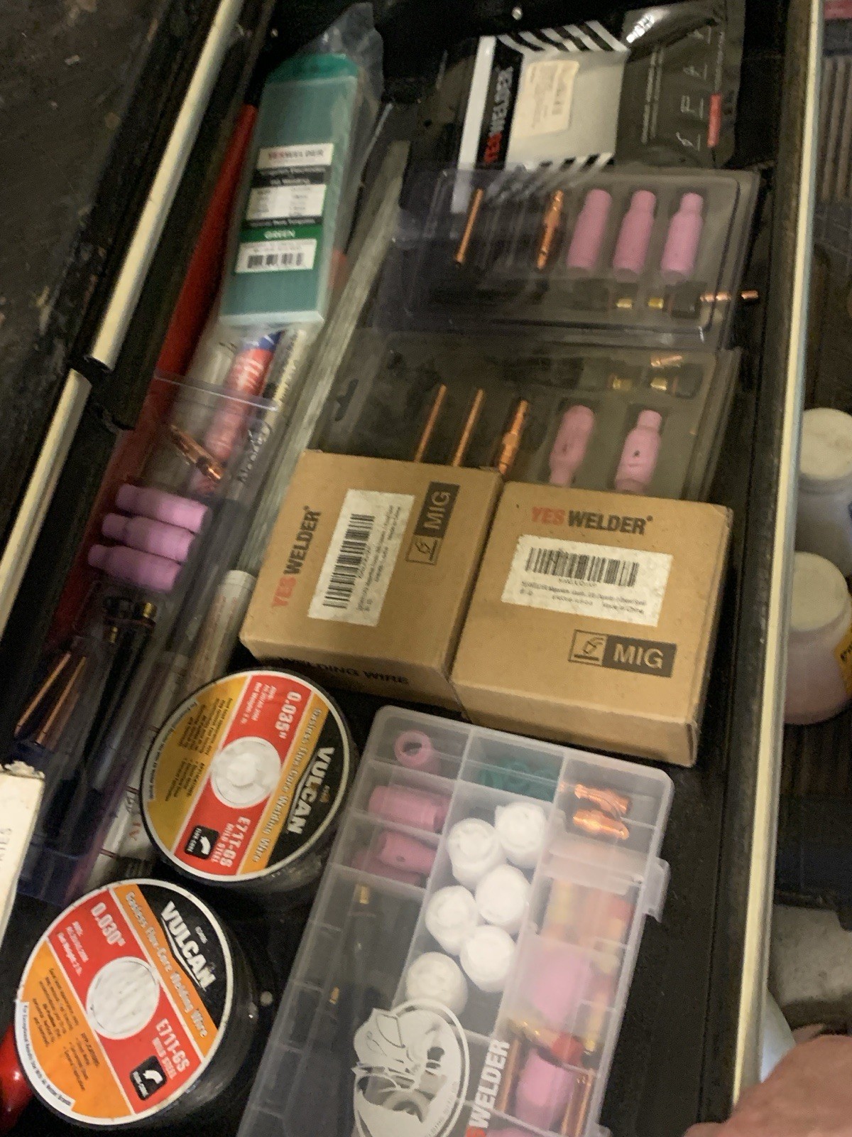 HUGE LOT OF WELDING EQUIPMENT RODS GAUGES SOLDER LENS ETC ALL INCLUDED WELDING