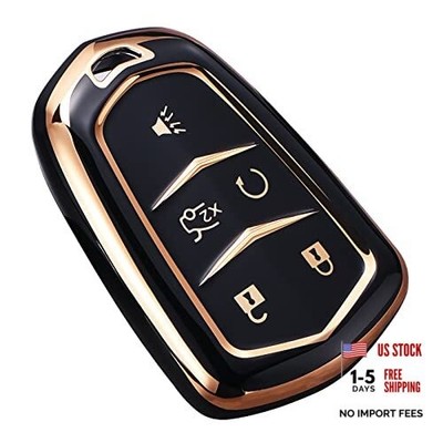 for Cadillac Escalade Key Fob Cover, for Cadillac ATS CTS CT6 STS SRX XT5 Black