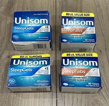 Unisom SleepTabs, SleepGels Nighttime Sleep-aid, 25mg, 50mg Exp 06/2026 Lot Of 4