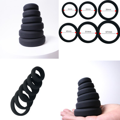 Male Silicone Multiple Sizes Weighted Black Delay Training Ball Stretcher Ring 