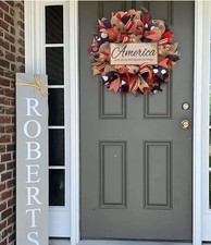 16" Artificial Patriotic, 4th of July Wreath for Front Door