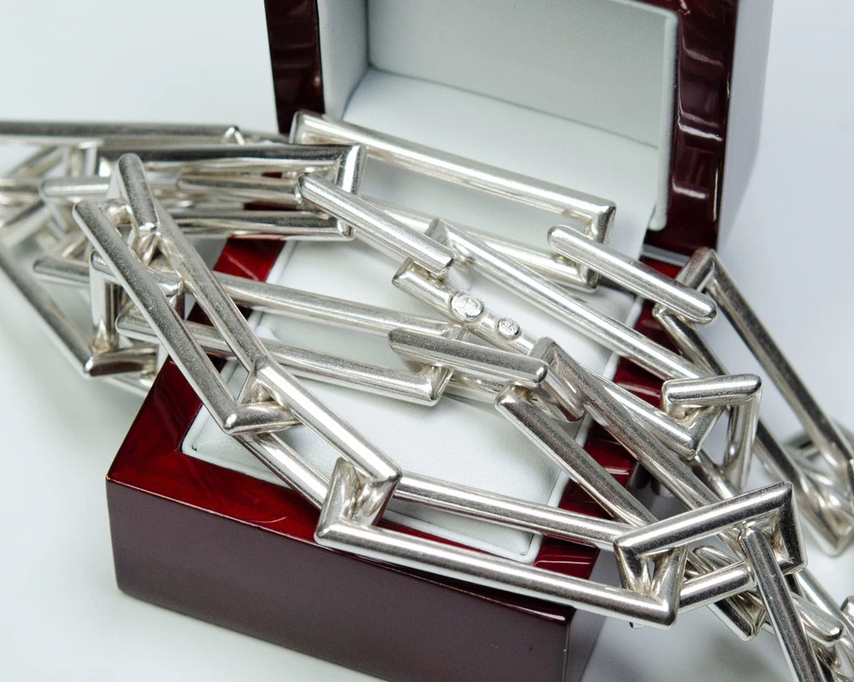 925 Argento - Collana Vintage Designer - 71 Cm - Fatto A Mano - Immagine 4 di 4