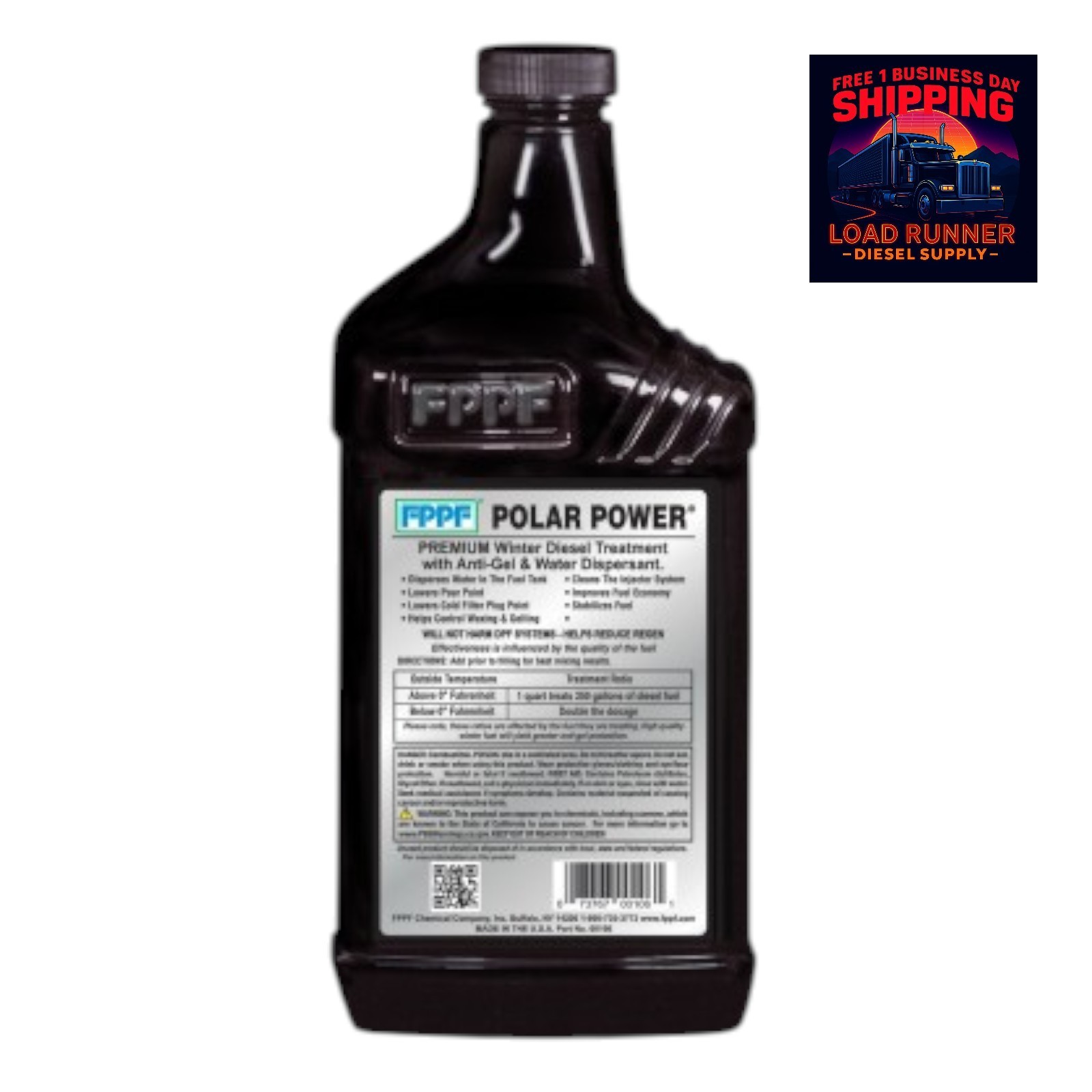 00106 FPPF Polar Power Diesel Additive 32oz Anti-Gel Water Eliminator Cleaner