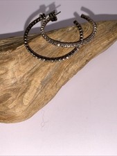 Sparkling Crystal Rhinestone Hoop Earrings Gold Tone Elegant Classic Style