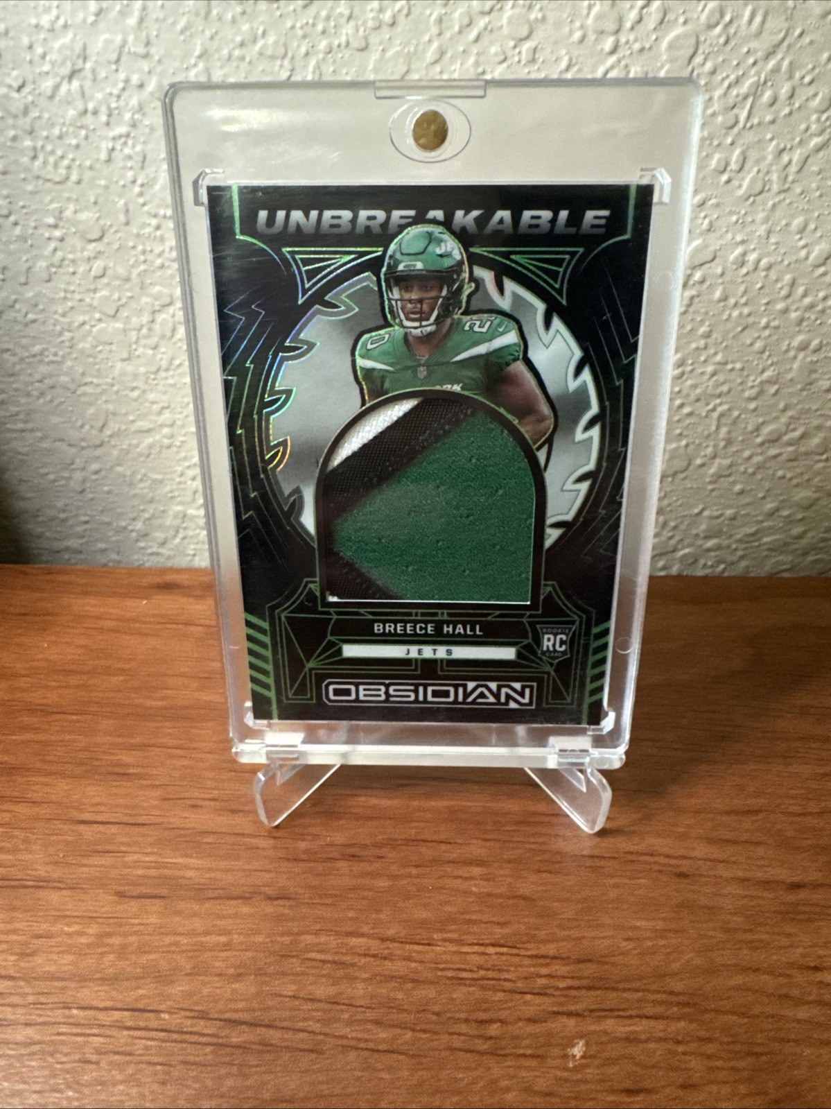 Breece Hall Panini Obsidian Unbreakable Material #UMBHA Electric Etch Green