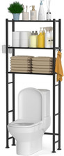 3-Tier over the Toilet Storage Cabinet with Paper Holder and 4 Hooks, Metal