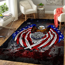 Legendary Eagle Harley Davidson Premium Rectangle Rug