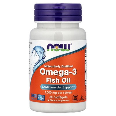 Omega-3 Fish Oil, 30 Softgels (1 g per Softgel)