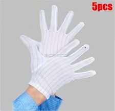 Antistatic Inspection Work Gloves Nylon Knit Working Safety Grip 5Pair Woker ua