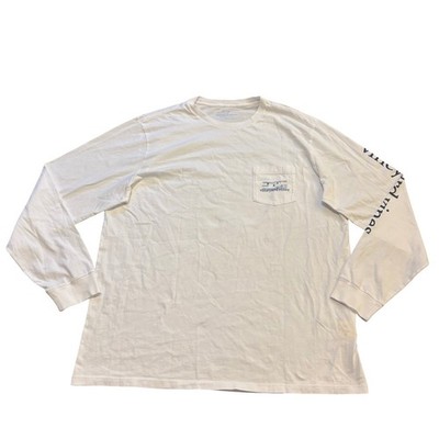 Vineyard Vines Mens White Pond Puck Ice Hockey Long Sleeve Pocket T-Shirt Large