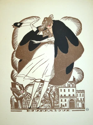 Fernand SIMEON (1884-1928) GRAVURE POCHOIR MODE FEMME ART DECO GAZETTE BON TON - Photo 1/4