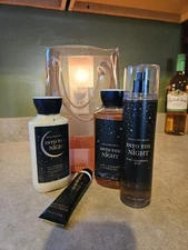 Bath & Body Works INTO THE NIGHT Mist Lotion Shower Gel Hand Cream Bag Set 4pc