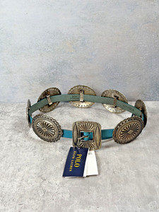 VTG Lauren Ralph Lauren Turquoise Blue Snakeskin Italian Leather Belt Size L Ralph Lauren Turquoise Belt | eBay main image 3