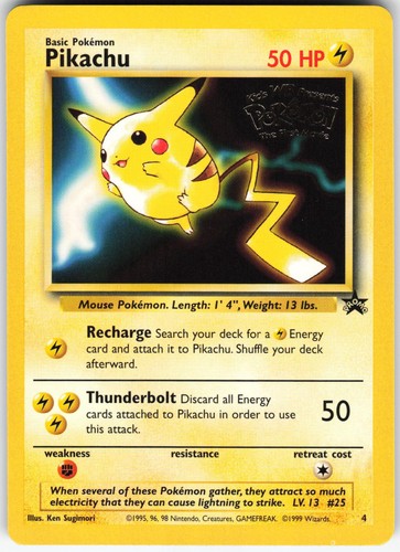 Pikachu 4 Promo Wizards Black Star Promos Pokemon Near Mint WOTC  Movie Grail