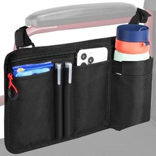 Wheelchair Side Bag with Cup Holder, Premium Wheelchair Armrest Pouch Accesso...