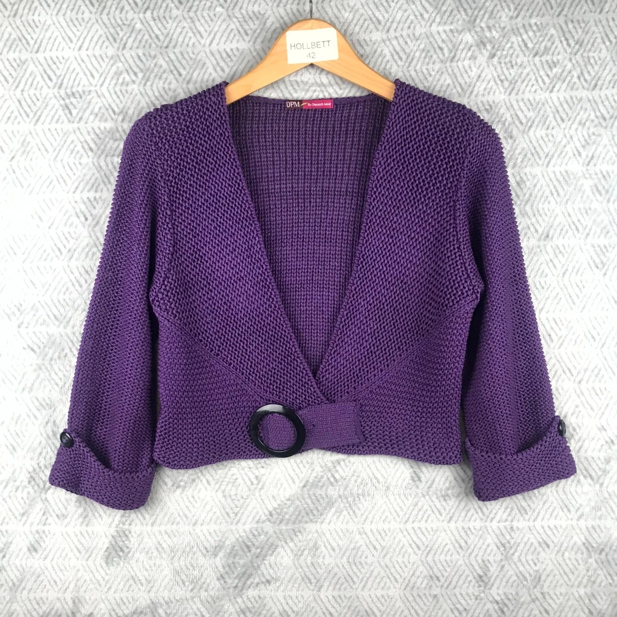 Cardigan Femme Violet DPM By Depech Mode – Maille épaisse Y2K Manches 3/4, Taille M