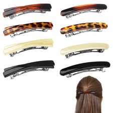 8 Pcs Small Tortoise Shell Hair Barrettes for Women, French Barrette Flat Hai...