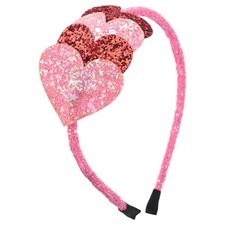 Valentines Headband Glitter Heart Hair Band Sparkly Pink Red Heart Hair