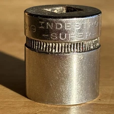 Indestro Super 19mm Shallow Socket 3/8" Drive 12 Point Knurled 46019 Vtg USA