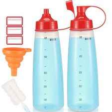 Squeeze Bottles For Sauces 19 Oz, Wide Mouth, Grade, 2 Pack, Clear