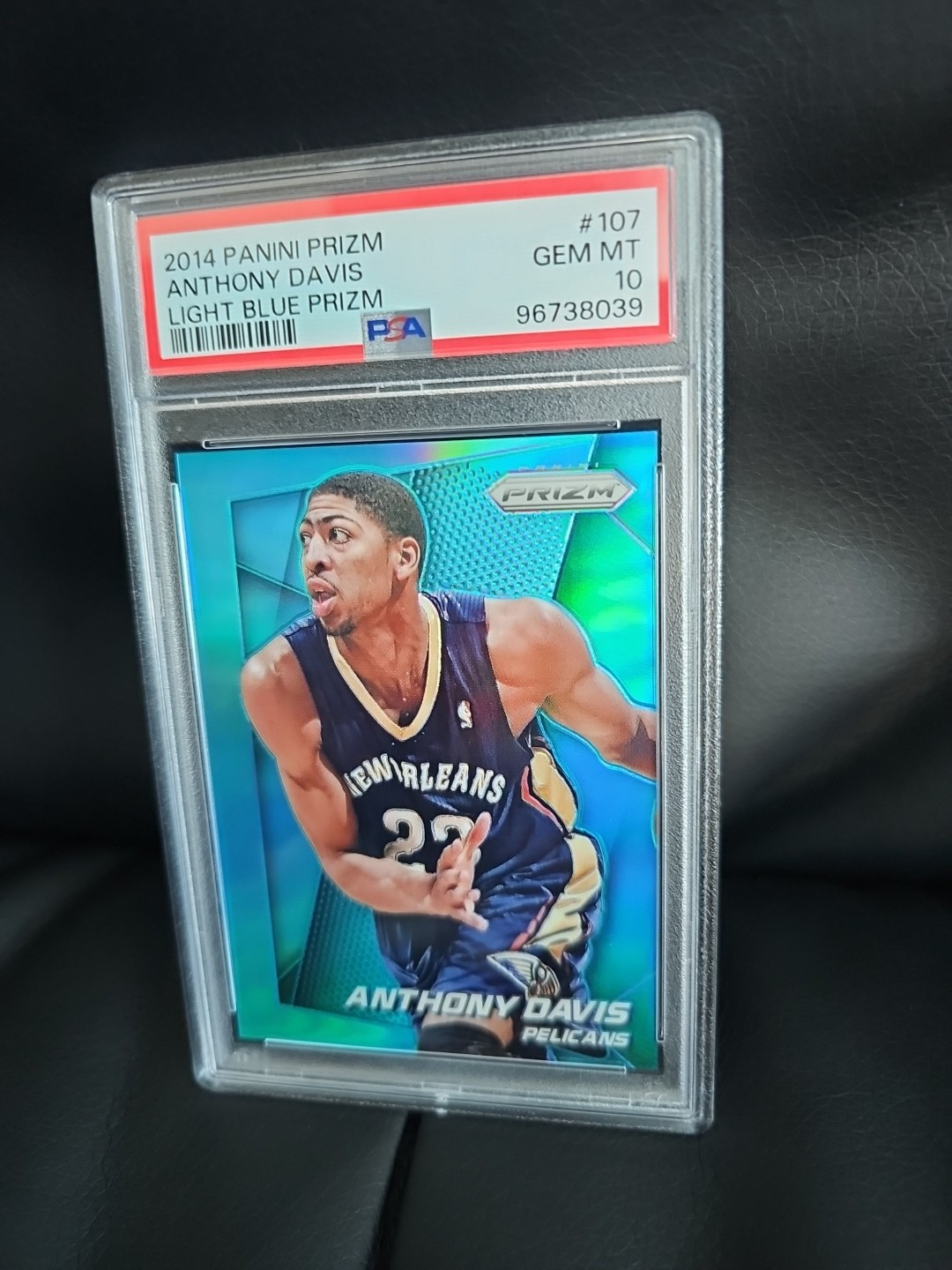 2014 Panini Prizm Anthony Davis Light BLUE Prizm /49 Lakers PSA 10