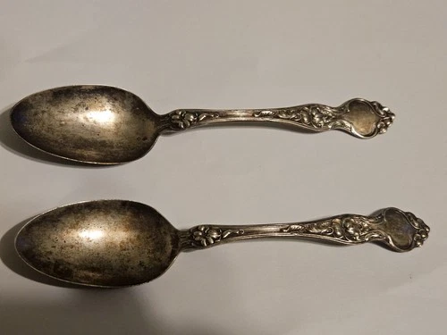 2x Antique Vintage Wallace  Sterling Silver 5” Dessert Teaspoons