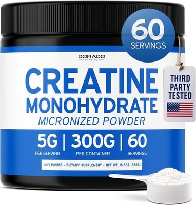Crea100% Pure Creatine Monohydrate 300 Grams (60 Servings)