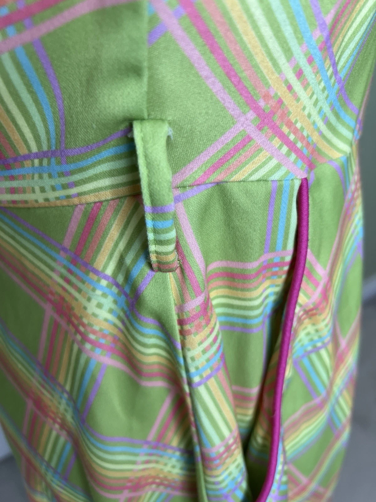 VALENTINO Abito Voodoo Vixen M verde e rosa aderente svasato midi pin up rockabilly manca cintura
