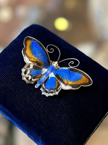 Vintage David Andersen Norway Sterling Silver & Glass Enamel Butterfly Brooch - Picture 2 of 7