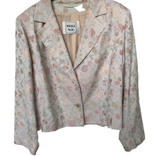 Weill Beige/ Pink Women Tailored Jacket Flower Details, Uk 22