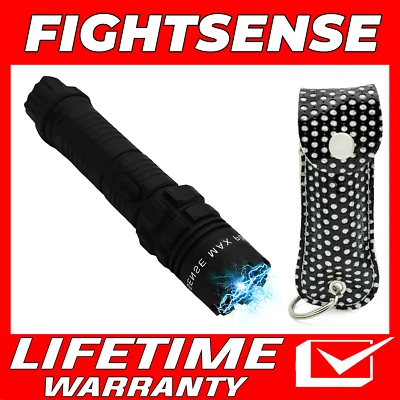 FIGHTSENSE Rechargeable Flashlight Stun Gun + Pepper Spray Combo for Self Defense B