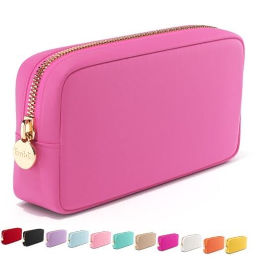 Travel Makeup Bag Bubblegum Pink Small Cosmetic Toiletry Organizer  -image