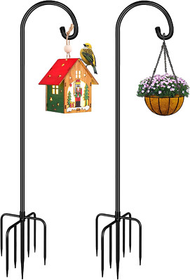 Shepherd Hook 108 Inch Tall Heavy-Duty Metal Garden Hanging Pole Stake for Bird 