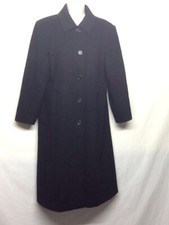 Liz Claiborne Women’s Wool Black Trench Long Pea Coat Jacket Size 12p St2
