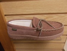 OLD FRIEND MEN'S BROWN TERRY 484132 LINED LEATHER INDOOR OUTDOOR SLIPPERS MEDIUM