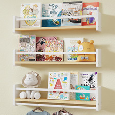 Wood Wall Mounted Nursery Book Shelves for Kids Room Decor Set of 3 16'' White