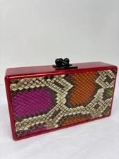 Edie parker jean panel python box clutch