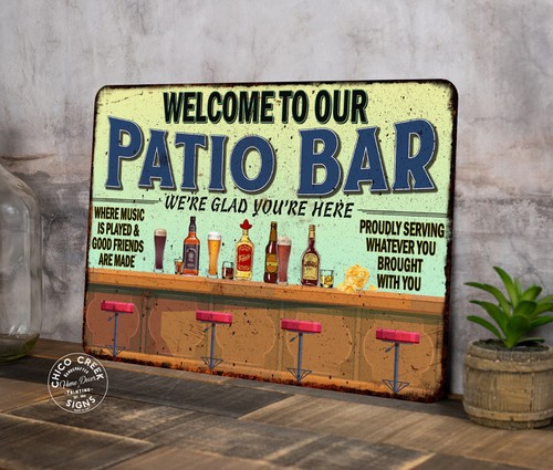 Welcome Patio Bar Sign Backyard Decor Beer Outdoor Bar Barbecue 108122001065 - Picture 2 of 7