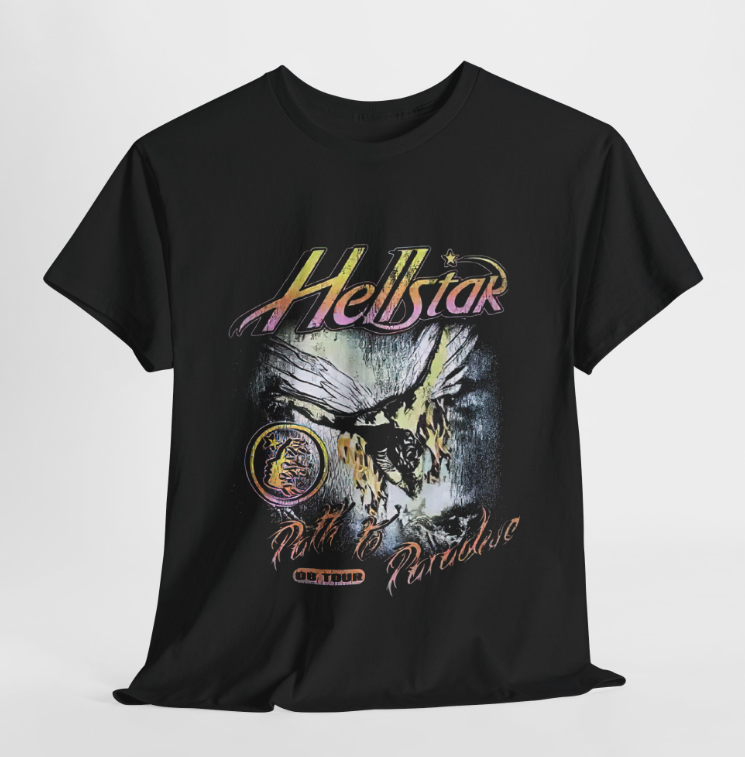 Hellstar Band Graphic Black Short Sleeve Unisex Cotton Tshirt Reprint S-5XL