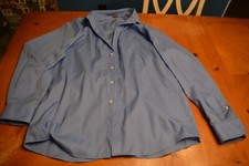 VINTAGE RARE VAN HEUSEN FLEX REGULAR FIT WRINKLE FREE BLUE DRESS SHIRT 17 34/35