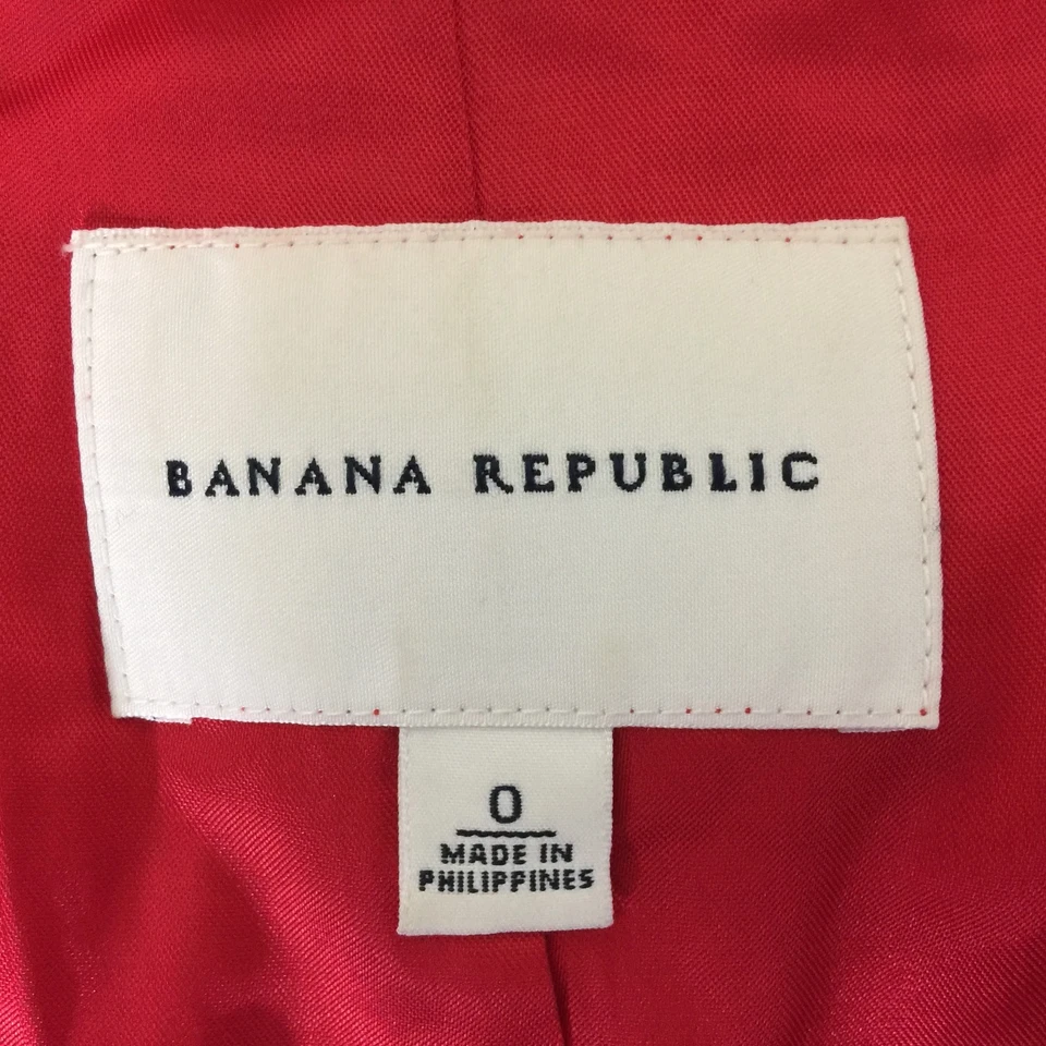 Blazer Banana Republic 0 XS Naranja Tejido Textura Algodón 2 Bolsillos Chaqueta Trabajo Foto 4 de 4