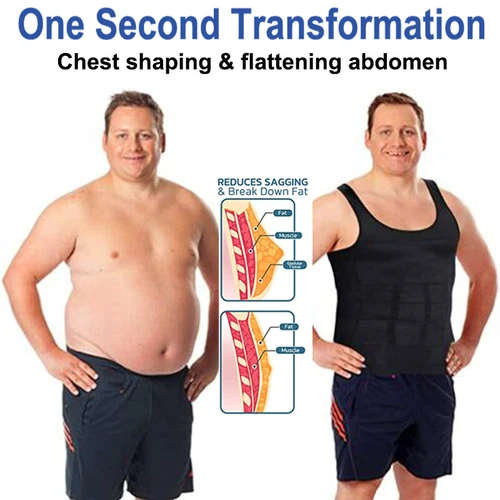 Mens Body Shaper Slim Tummy Vest Compression Shirt Tank Tops Shapewear Workout - Bild 8 von 39