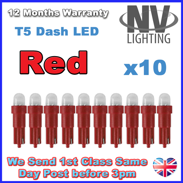 10 Stücke T5 1 SMD Rot Dashboard Wedge LED Auto