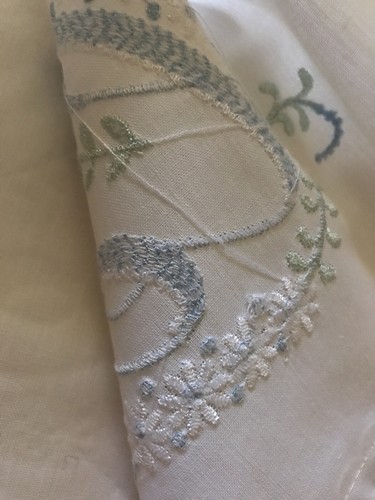 VTG Linea Valentino White w Blue Embroidery Handmade 4PC Queen Sheets Set Italy - 第 11/13 張圖片
