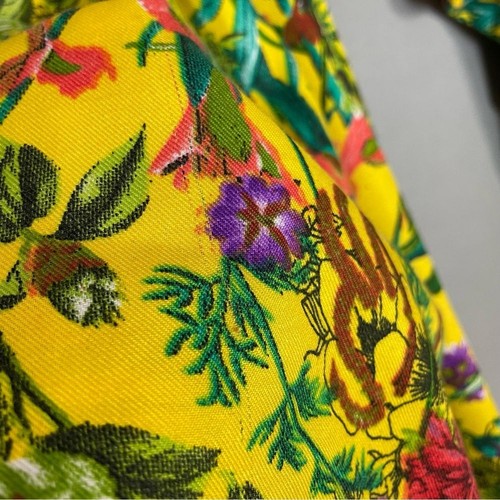 Salwar Hose Damen Blumen gelb bunt Handarbeit Plissee vorne Kordelzug - Bild 13 von 16
