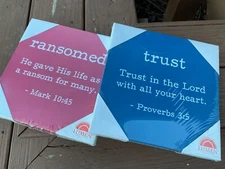 2 Bible Verse Wall Plaque TRUST and RANSOMED Wooden Canvas